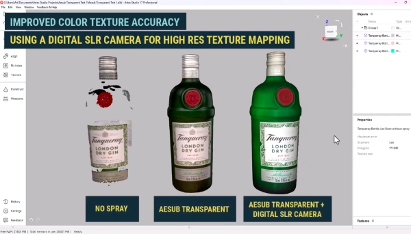 Aesub Transparent: 3D Scanning Translucent Gin Bottle