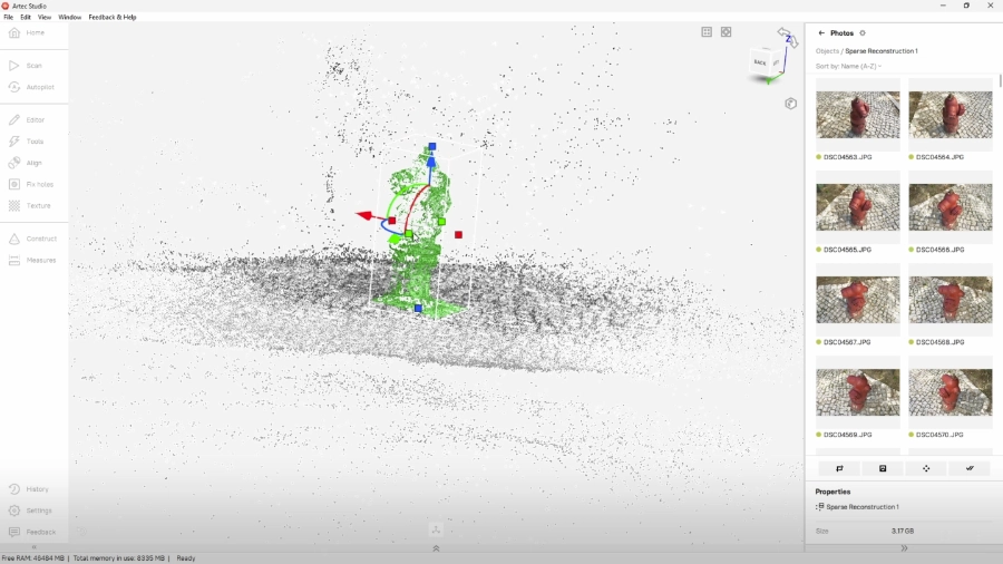 Artec Studio AI Photogrammetry sparse reconstruction