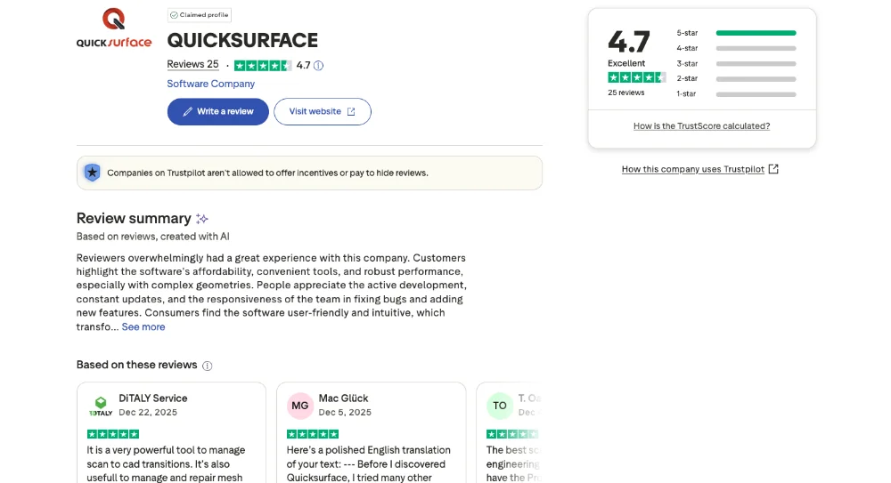 quicksurface reviews on trustpilot